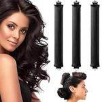 Heatless Hair Curler, Flexi Rods with Hook, Heatless Curling Rod for All Hair Types, No Heat Curlers to Sleep In, Heatless Curls for Blowout Hair (Black)