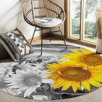 Round Area Rugs Sunflower Field All
