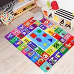 Partykindom Kids Play Rug Mat Playmat with Non-Slip Design Playtime Collection ABC, Numbers, Shapes and Animals Educational Area Rug for Children Kids Bedroom Playroom(53.5 x 43.5 inch)