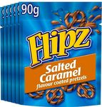 Flipz Salted Caramel Flavour Coated Pretzel Snacks, Sweet and Salty Bites, 90 g (Pack of 6)