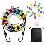 Portable Travel Clothesline, Clothing line with 12 Clothes Clips, Vacation Essentials, RV Cruise Camper Accessories for Travel Trailers Indoor Laundry Drying line Outdoor Camping Accessories-1 Colour