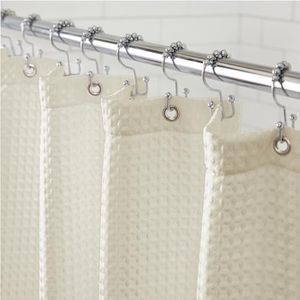 Gorilla Grip Waffle Shower Curtain, Thick Weighted Fabric, Wrinkle and Rust Resistant, Classic Hotel Quality Design, Heavy Duty Long Curtains for Bathroom Showers, Bath Tubs, Machine Wash, 72x72 Ivory