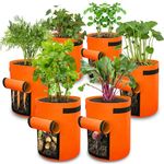 Gardzen 6 Pack Potato Grow Bags, 10 Gallon Thickened Nonwoven Fabric Pots with Flap, Orange