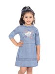 Naughty Ninos Girl's Denim A-Line Knee Length Casual Dress (MM00583DRS_Blue_4 5 Years)