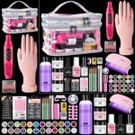 Deciniee Acrylic Nail Kit: Practice Hand Acrylic Powder Set with UV Lamp and Electric Nail Drill-False Nail Tips Manicure Full Set for Beginners Home Salon-Nail Art Decoration Tools in Silver Gift Bag