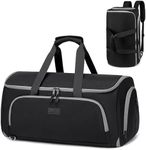 Travel Suit Carrier Bag, Convertible Travel Garment Bag, Carry on Garment Duffel Bag for Men Women - 4 in 1 Hanging Suit Business Travel Bag with Double Back Strap and Detachable Shoulder-Black