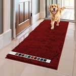 Muddy Mat AS-SEEN-ON-TV Highly Absorbent Microfiber Door Mat and Pet Rug, Non Slip Thick Washable Area and Bath Mat Soft Chenille for Kitchen Bathroom Bedroom Indoor and Outdoor - Red Runner 59"X24"