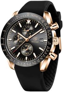 BY BENYAR Watch for Men Analog Quartz Chronograph Waterproof Luminous Designer Mens Wrist Watches Business Work Sport Casual Dress Watch with Silicone Strap Elegant Unique Gifts for Men