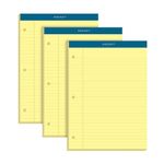 TOPS Notepads Docket, 8.5 x 11.75 Inches, Legal Rule, Canary Yellow, 3-Hole Punched, 100 Sheets, 3 Pack