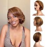 Ombre 13X4 Lace Front Wigs Human Hair 4/30 Highlight Short Pixie Cut Wigs for Women Human Hair Glueless Bob Wig Human Hair Pre Plucked 150% Density Brazilian Virgin Human Hair Wigs