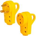 Podoy 30 Amp RV Plug Male and Female Plug Set Yellow Camper Plug with Handle Receptacle Plug Electrical Plug Adapter 55245