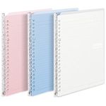 Kokuyo Campus Easy-Carry Slim Binder Smart-Ring B5 26-Ring Set OF 3 (Light Pink, Light Blue & Clear, B5)