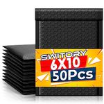 Switory Padded Envelopes A5 Bubble Mailers Packaging Bags 50pcs 6x10In Black Small Envelopes Bubble Envelopes A5 Envelopes Bubble Wrap Envelope Mailer Bags Poly Mailers 15.3cmx22.9cm