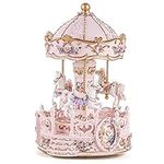 Mr.Winder Music Box Carousel, 9-inch Rotating Musical Horse Collectable Figurine, Home Decorative Showpiece Ornament, with Dual Tune