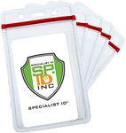 25 Pack - Heavy Duty Vertical Resealable Vinyl Badge Holders for Employee or Student ID - Clear Water Resistant Plastic with Red Ziplock Seal Holds Multiple Cards by Specialist ID