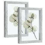 SUMGAR Floating Frames 5x7 Modern Gray Picture Frames with Double Glass Family Wedding Gallery Pressed Flowers Photo for Wall Tabletop Home Decor Set of 2