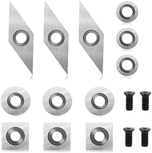 Carbide Insert Cutters Set for Turning Chisel, 12 Pieces CNC Carbide Insert Cutter for Wood Lathe Tool with M4 Screws, Carbide Inserts (Square, Round, Diamond)