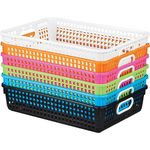 Really Good Stuff Plastic Desktop Paper Storage Baskets for Classroom or Home Use – Plastic Mesh Baskets in Fun Neon Colors – 14.25” x 10” – (Set of 6)