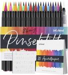 int!rend Watercolour Brush Pens Set 51 PCS - including 24 bright Professional Art Pens, 2 Water Brush Bens, 20 Sheets, 5 Stencil Templates