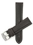 Bandini Extra Long (XL) 30mm Brown Classic Genuine Leather Buffalo Pattern Watch Strap Band, with White Stitching, New!