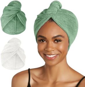 Turbie Twist 2-Pack Microfiber Hair Towel for Beauty, Travel, Gifting - Wrap Turban for Straight, Wavy & Curly Hair - Premium Personal Care - Kashmir & Frosted Mint