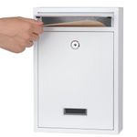 KYODOLED Key Lock Mail Boxes Outdoor,Locking Wall Mount Mailbox,Security Key Drop Box,12.4Hx 8.54Lx 3.35W Inches,White Large P0259