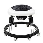 Quocdiog Baby Walker Foldable Adjustable Height,Multi-Function Anti-Rollover Toddler Walker,Suitable for All terrains for Baby Boys and Baby Girls 6-18Months 9 Heights Adjustable (Black)
