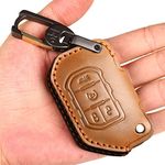 EASYANT Handmade Leather Car Key Fob Cover Compatible with 2018-2022 Jeep Wrangler Gladiator Sahara Rubicon 4 Buttons, Brown, Medium