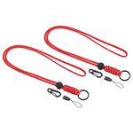 PATIKIL Paracord Lanyard 20 Inch, 2 Pack Necklace Keychain Cord Metal Clasp Hook Ring Strap for Keys Whistle ID Card Badge Holder, Red