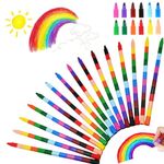 30 Pcs Stackable Crayons, Mini Crayon Packs, Colored Pencils for Kids, Rainbow Markers Pen, Stacking Crayons for Children Toddlers Drawing Gifts, Party Favors School Office Supplies, 12 Colors