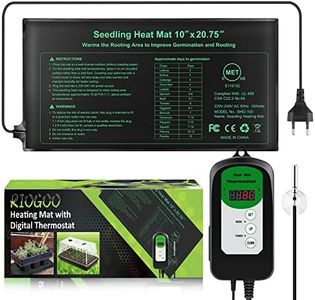 RIOGOO 24 * 52 cm - Alfombrilla térmica para plántulas y Controlador de termostato 68-108 ° F Controlador de termostato Digital IP68 a Prueba de Agua (Alfombrilla térmica + Controlador de termostato)