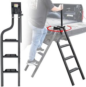 KEWISAUTO Foldable Pickup Truck Tailgate Ladder with Grab Handle, 45" Heavy Duty Universal Folding 360°Rotatable Tailgate Step Ladder with Handrail for Ford F250, Dodge RAM 2500 etc. Accessories