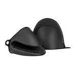 kwmobile Silicone Pot Holders (Set of 2) - Oven Mitt Holder Grips for Hot Pans and Trays - Heat Resistant Potholder Gloves - Black