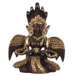 Purpledip Serpent Snake Goddess Nag Kanya Mansa Devi Handmade Sculpture Brass Statue; Good Luck Charm (10948)