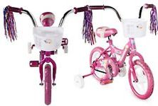 12" Beginner Girls Bicycle with Training Wheels Basket Kid's Bike Gift Foam Tire