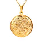 U7 Photo Inside Locket Gold Chain Necklace for Girls Women Vintage European Style Pendant Lockets