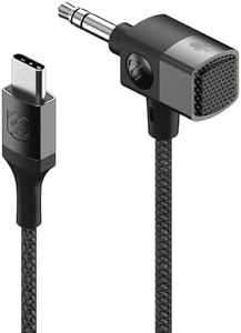 Scosche CAUXMICB4-SP Hookup Premium USB-C to 3.5mm Auxiliary Jack Adapter, Braided Audio Cable with Built-in Mic and Relocation Dock for Convenient Placement and Hands-Free Phone Calls