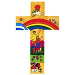 Wood Cross Rainbow Cross. 12cm Lovely First Holy Communion or Christening Gft