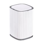 ELPHECO 13.5 Litre Bathroom Trash Can, 3.5 Gallon Bedroom Motion Sensor Trash Can with Lids, Automatic Waterproof Trash Can for Bathroom, Living Room, Office, Bedroom, White with Grey Trim