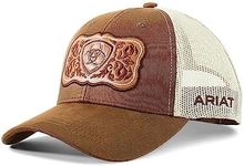 ARIAT Womens Baseball Cap Mesh Snap Logo Floral Patch Brown A300070002, Brown/Tan, One Size