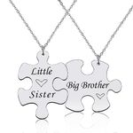 Big Brother Little Sister Necklace for Boys Girls Little Sister Christmas Gifts from Big Brother Matching Necklaces for Men Boy Birthday Presents for Men Women Sibling Matching Necklace