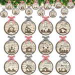 Vercraft 12 Pcs Wooden Christmas Nativity Scene Hanging Ornament Name of Jesus Christmas Ornaments Christmas Tree Decor Catholic Gifts Christian Religious Decoration for Family Indoor Outdoor