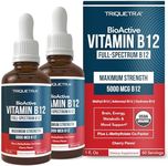 Organic Vitamin B12 - 5000 mcg, 3 BioActive B12 Forms: Methyl B12, Adenosyl B12 & Hydroxy B12 - Plus L-Methylfolate Cofactor | Sublingual Form, Cherry Flavor, Vegan, Non-GMO (120 Servings - 2 Pack)