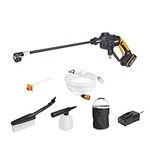 Worx HydroShot Cordless Pressure Washer - Portable Power Washer with 5-in-1 Pressure Nozzle, Max 24 Bar - Draws Water from Any Source - With 4 Accessories, Battery and Charger