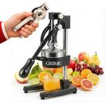 Ghime Manual Hand Press Juicer | Heavy Duty Stainless Steel | Citrus Juicer with Lemon Squeezer (Included) – Black (3 Month Warranty)