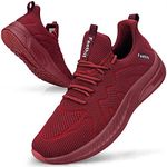 Feethit Mens Slip on Tennis Shoes Casual Non Slip Lightweight Breathable Athletic Tennis Gym Running Walking Sneakers Burgundy 7.5