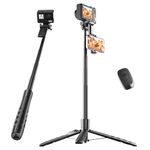 71" Compact Phone Tripod for Phone, GoPro, Camera, Foldable Selfie Stick with Remote and Phone Holder for iPhone, Versatile Tripod Stand with 1/4" Screw & Cold Shoe for Video Recording, Vlog, Stream