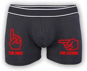 SMARTYPANTS The Man The Legend Valentines Day Mens Boxers - Funny Joke Quote Novelty Christmas Birthday Anniversary Love Boyfriend Husband Shorts Pants Underwear Gift Present, Black Prime, XXL