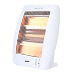 Geepas Quartz Halogen Heater –Energy Efficient Upright Electric Heater with 2 Heat Settings 400W/800W, Safety Tip Over Switch, Low Running Cost, 800 W, White – 2 Year Warranty