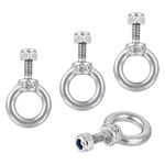 sourcing map Lifting Eye Bolt M4 x 11mm Male Thread with Hex Screw Nut for Hanging Securing Chain Wire Rope, 304 Stainless Steel, 4 Sets